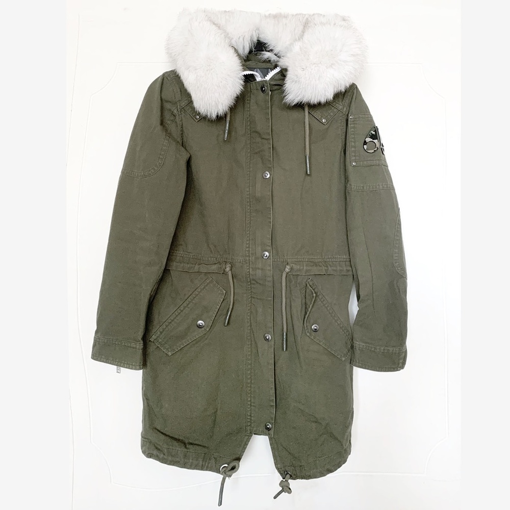 Moose Knuckles Women's Olive Green Stellar Parka w/ White Fox Fur Size: XS
